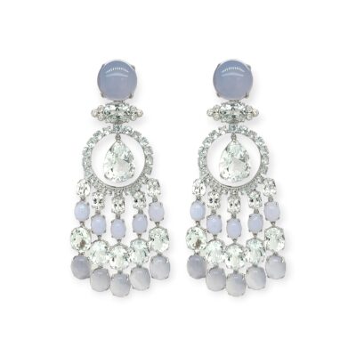 Blue Multi Gem Diamond Chandelier Earrings