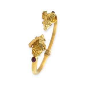 Lalaounis Ram's Head Ruby Gold Bangle Bracelet