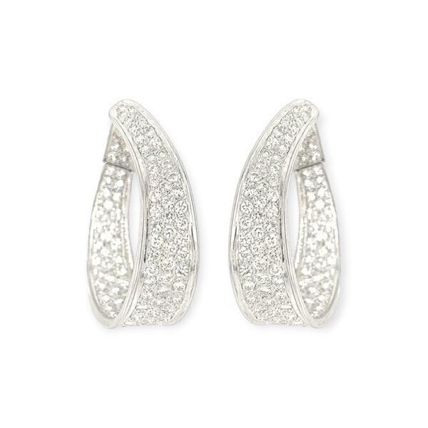 Large "In and Out" White Gold Diamond Earrings