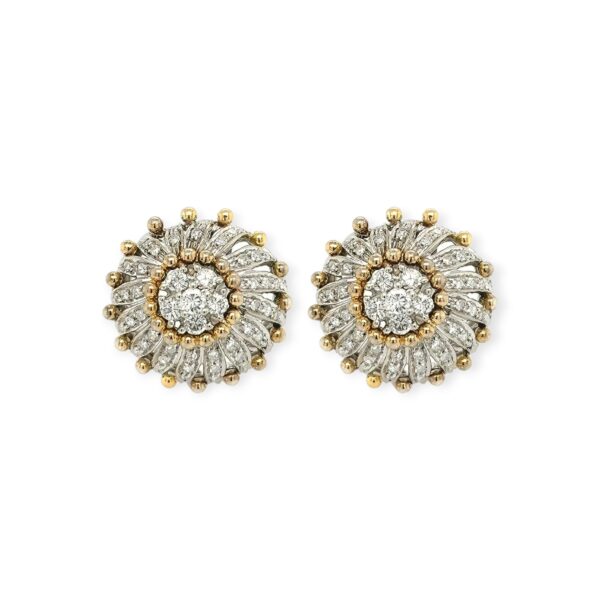 Gold Diamond Cluster Spiral Earrings